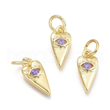Brass Micro Pave Cubic Zirconia Pendants KK-P187-15C-G-1
