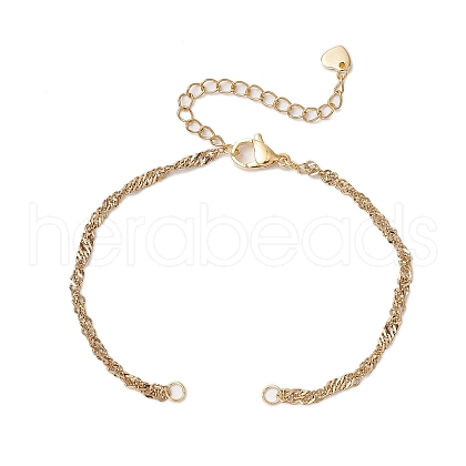 304 Stainless Steel Singapore Chain Bracelet Makings AJEW-JB01322-01-1