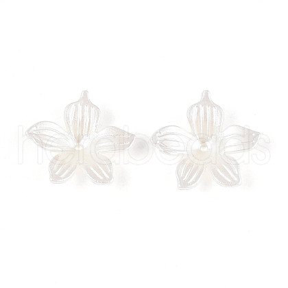5-Petal ABS Plastic Imitation Pearl Acrylic Bead Caps OACR-ZX006-13-1