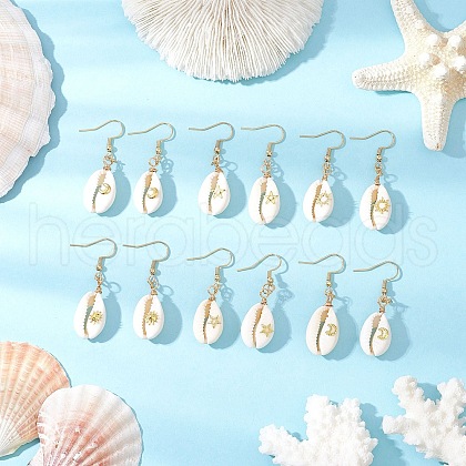 Shell Shape Dangle Earrings EJEW-JE06415-1