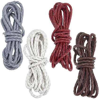 SUNNYCLUE 8M 4 Colors Round Braided Cowhide Cords WL-SC0001-02-1