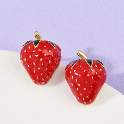 Brass Enamel Stud Earrings EJEW-F895-24B-G-1