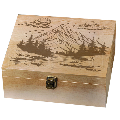 Rectangle Wooden Memory Keepsake Boxes with Lids CON-WH0101-009-1