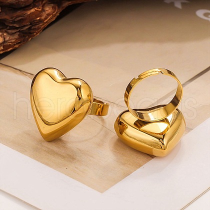 304 Stainless Steel Adjustable Finger Rings STAS-P395-16G-1