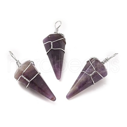 Natural Amethyst Gemstone Pendants G-D458-06P-02-RS-1