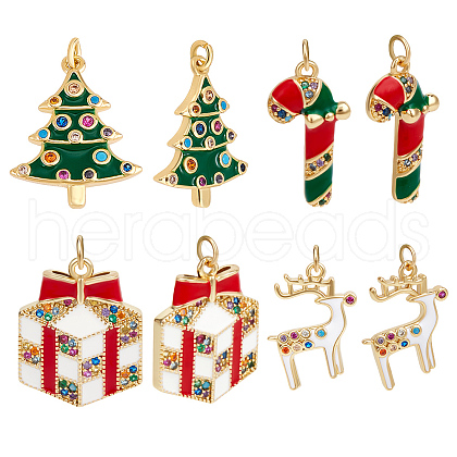 Beebeecraft 8Pcs 4 Styles Brass Pendants KK-BBC0015-37-1