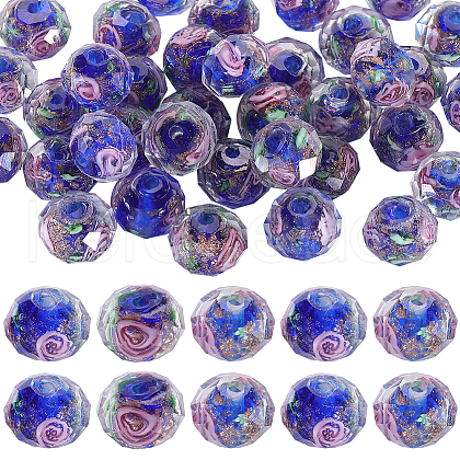 SUNNYCLUE 40Pcs Handmade Gold Sand Lampwork Beads Strands LAMP-SC0001-35B-1