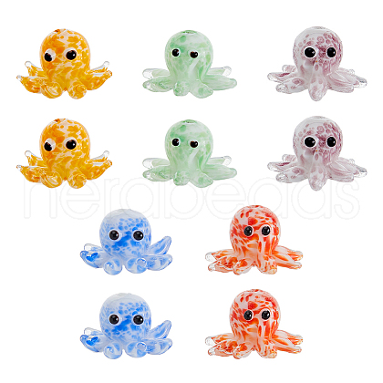 10Pcs 5 Colors Handmade Bumpy Lampwork Beads LAMP-HS0001-01-1