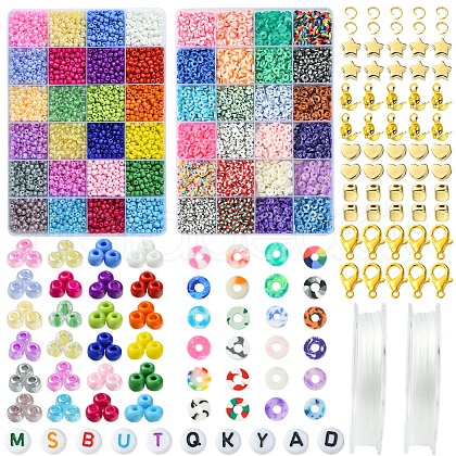 DIY Glass Seed & Plastic & Polymer Clay Beads Bracelets Making Kits DIY-FS0007-07-1