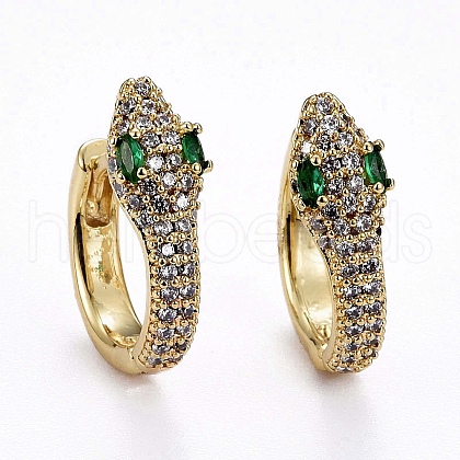 Brass Micro Pave Clear Cubic Zirconia Huggie Hoop Earrings X-ZIRC-H109-05G-1