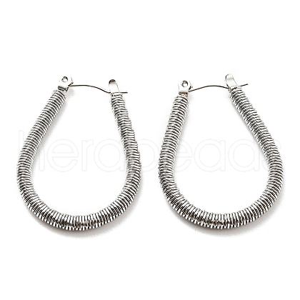 304 Stainless Steel Teardrop Hoop Earrings EJEW-B023-04P-1