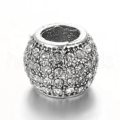 Antique Silver Plated Alloy Rhinestone European Beads X-CPDL-E036-E03-1
