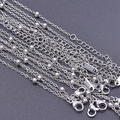 Non-Tarnish 1.6mm Unisex 304 Stainless Steel Satellite Chains Necklaces WG3336-1-1