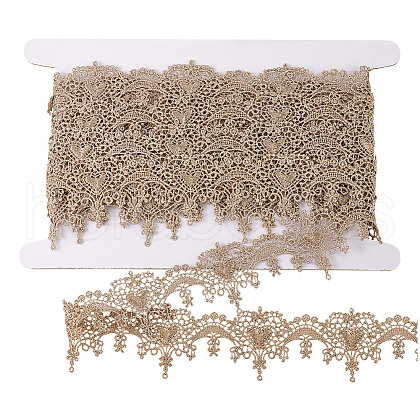 HOBBIESAY 5 Yards Metallic Yarn Flower Lace Trim Ribbons SRIB-HY0001-07B-1