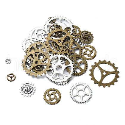 36Pcs 12 Styles Tibetan Style Alloy Steampunk Pendants TIBEP-YW0001-89-1
