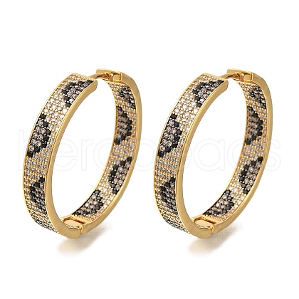 Rack Plating Brass Micro Pave Cubic Zirconia Hoop Earrings EJEW-H016-19G-1