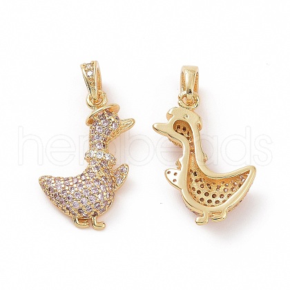 Brass Micro Pave Clear Cubic Zirconia Pendants ZIRC-F135-22G-1