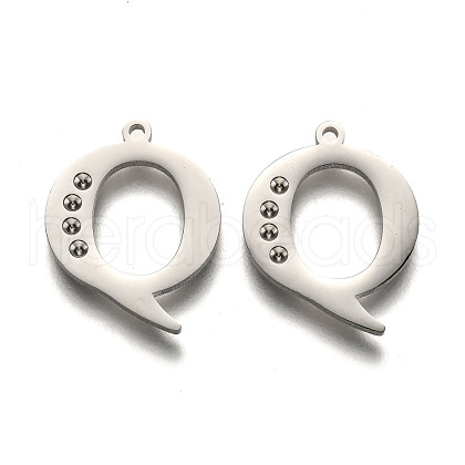 Tarnish Resistant 304 Stainless Steel Letter Pendant Rhinestone Settings STAS-Y006-61P-Q-1