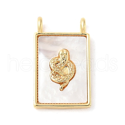 Brass Pave Natural White Shell Pendants KK-S522-02A-G-1