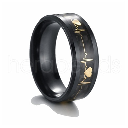 Valentine's Day Stainless Steel Heartbeat Couple Rings PW-WG1AF21-06-1