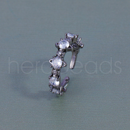 Brass Cubic Zirconia Cuff Rings UC0464-1