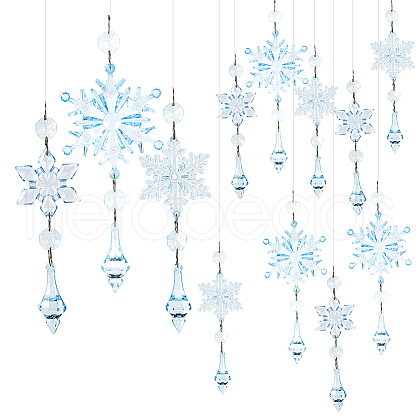 SOFPLATE 15Pcs 3 Styles Christmas Acrylic Snowflake Pendant Decorations HJEW-SP0001-04C-1