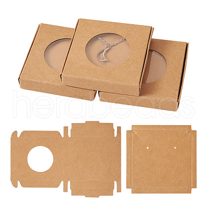 Square Kraft Paper Jewelry Storage Boxes CON-TAC0001-04C-1