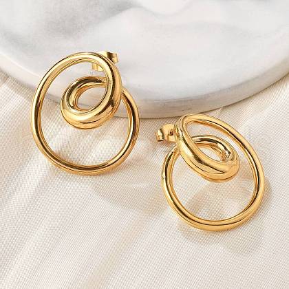 304 Stainless Steel Stud Earrings EJEW-D319-02G-1