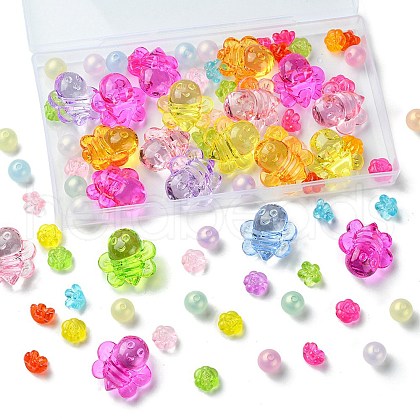 80Pcs 4 Styles Transparent Acrylic Beads MACR-FS0001-61-1