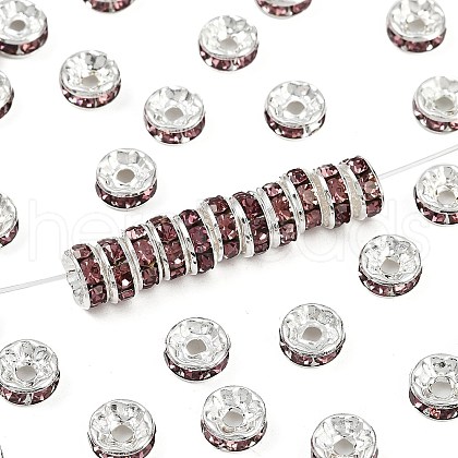 Brass Grade A Rhinestone Spacer Beads RB-A014-Z8mm-10S-1