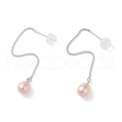 Natural Pearl Stud Earrings for Women EJEW-C082-09P-1
