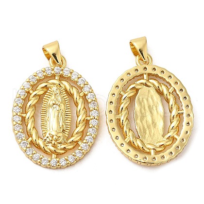 Rack Plating Brass Micro Pave Cubic Zirconia Pendants KK-M252-06G-1
