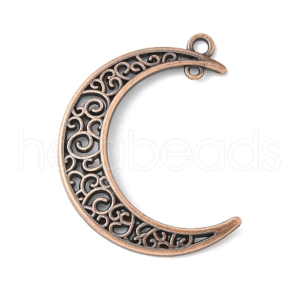 Tibetan Style Alloy Hollow Moon  2-Loop Link Pendants TIBEP-5312-R-FF-1