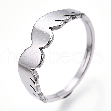 Non-Tarnish 304 Stainless Steel Wing Adjustable Ring for Women RJEW-T027-10P-1