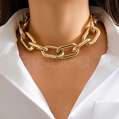 Chunky Aluminum Cable Chain Necklaces for Women NJEW-K261-01A-G-1