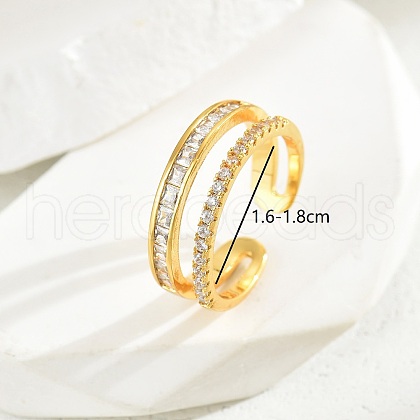 Floral Double-layer Zirconia Ring for Women Party Gift LB8033-1-1