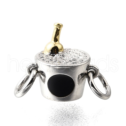 Brass Enamel Champagne Bucket Connector Charms KK-V007-40GP-01-1
