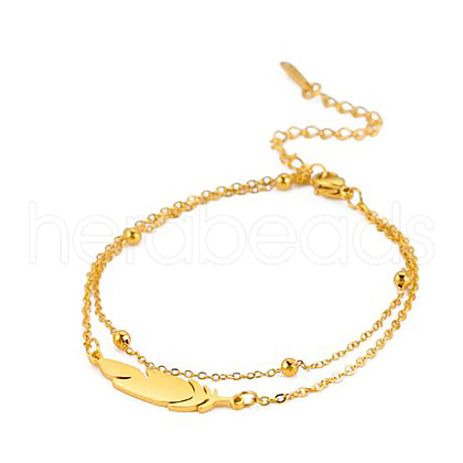 Feather 201 Stainless Steel Link Double Layer Anklets for Women FS-WGD6197-04-1