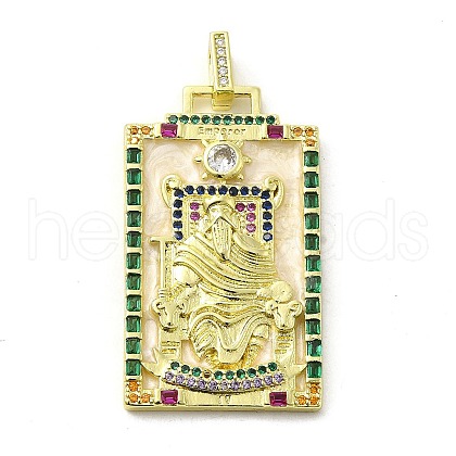 Brass Micro Pave Cubic Zirconia Pendants with Enamel KK-H458-03G-20-1