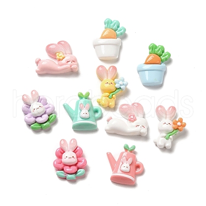 Cartoon Rabbit Theme Opaque Resin Decoden Cabochons X-RESI-R443-04-1