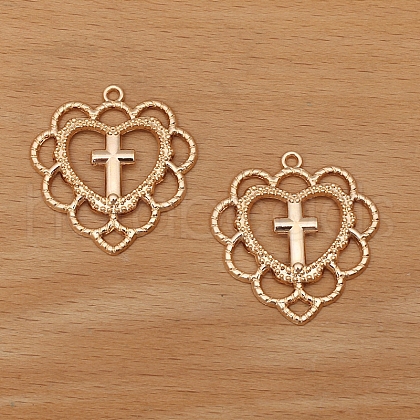 Hollow Heart Cross Alloy  Pendants PW-WGAFC42-03-1