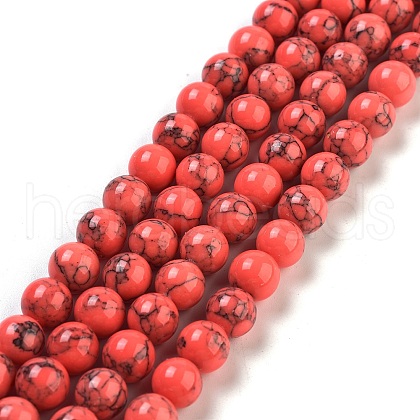 Dyed Synthetic Turquoise Gemstone Bead Strands TURQ-R032-8mm-XSS18-1