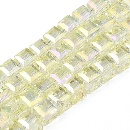 Electroplate Transparent Glass Beads Strands EGLA-N002-28-C03-1