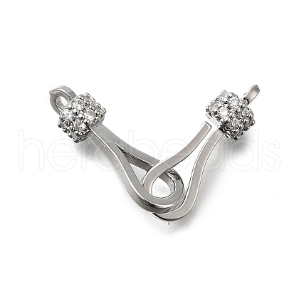 Brass Cubic Zirconia Hook and S-Hook Clasps KK-Q048-05P-1