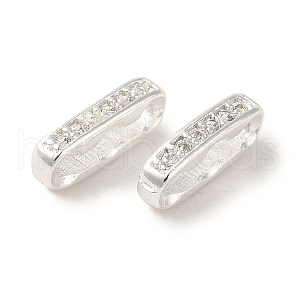 Rack Plating Brass Micro Pave Clear Cubic Zirconia Spacer Bars KK-M285-14S-1