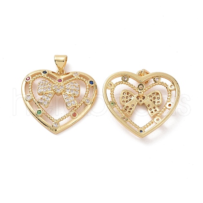 Brass Cubic Zirconia Pendants KK-G453-05G-1