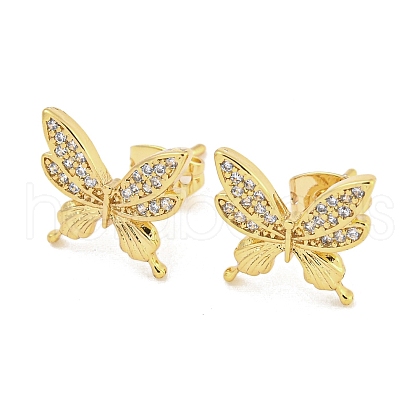 Brass Micro Pave Cubic Zirconia Ear Studs EJEW-P261-23C-G-1