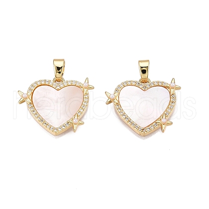 Brass Micro Pave Clear Cubic Zirconia Pendants KK-N254-198G-1