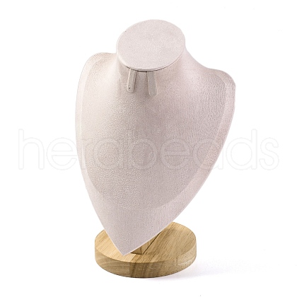 Bust Shaped Microfiber & Wood Jewelry Necklace & Earrings Display Stands NDIS-H042-01B-03-1