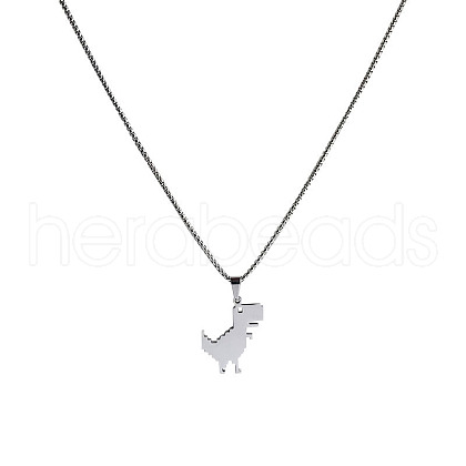 Cool Dinosaur Necklace Street Hip-hop Cool Couple Pendant Long Necklace OU0635-1